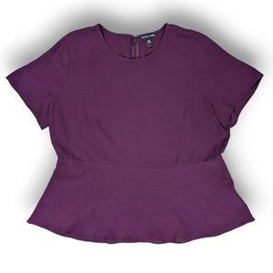 EILEEN FISHER SILK GEORGETTE PEPLUM HEM TOP